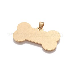 イオンプレーティング（IP）304ステンレスペンダント  骨  ゴールドカラー  22x40x1mm  穴：3x6mm&nbsp;STAS-F200-01G