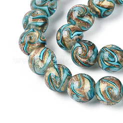Handmade Gold Sand Lampwork Beads Strands&nbsp;LAMP-T023-31C
