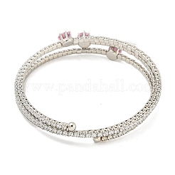 Rack Plating Brass Pave Clear Cubic Zirconia Open Cuff Wrap Bangles&nbsp;BJEW-B110-01P-03