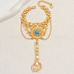 Bohemian Alloy Floral Link Ring Bracelets for Women&nbsp;NH6522