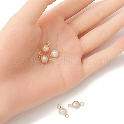 Natural Cultured Freshwater Pearl Connector Charms&nbsp;PALLOY-YW0001-52