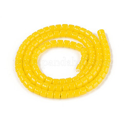 ジェイド風ガラスビーズ連売り  コラム  ゴールド  3.5x4~4.5mm  穴：0.7~0.9mm  約102~108個/連  14.17~14.96インチ（36~38cm）&nbsp;GLAA-N065-4x4mm-B02