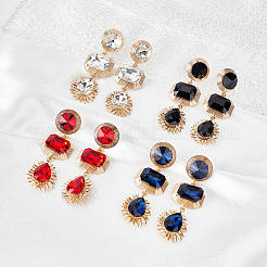 4 Pairs 4 Colors Oval & Teardrop & Rectangle Rhinestone Dangle Stud Earrings&nbsp;EJEW-AN0003-05
