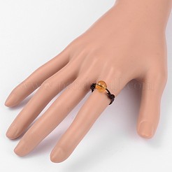 調整可能な天然混合石の指輪  牛革レザーコード付き  18mm&nbsp;RJEW-JR00143