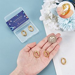 ラックメッキ真鍮スプリングゲートリング6個  オーバル  鉛フリー＆カドミウムフリー  長持ちメッキ  18KGP本金メッキ  22x15x5mm&nbsp;KK-SC0004-76