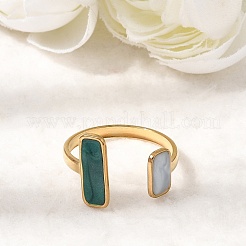 Rectangle 304 Stainless Steel Cuff Open Rings&nbsp;RJEW-T033-02B