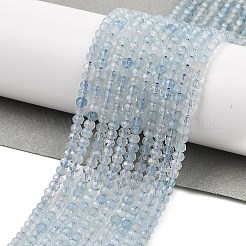 天然石アクアマリンビーズ連売り  グレードA  多面カット  ロンデル  3x2~2.5mm  穴：0.6mm  約165個/連  15.35インチ（39cm）&nbsp;G-L587-B02-01