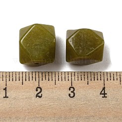 天然な白翡翠染めビーズ  長方形  多面カット  オリーブドラブ  10.5~12x10~11.5x9~11.5mm  穴：1.2mm&nbsp;G-B070-06