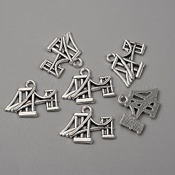 合金のチベット風チャーム  つり橋チャーム  アンティークシルバー  17.5x23x2.5mm  穴：2mm&nbsp;FIND-CJC0004-49AS