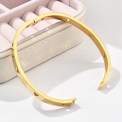 Hollow Heart 304 Stainless Steel Bangles for Women&nbsp;BJEW-Z092-11G