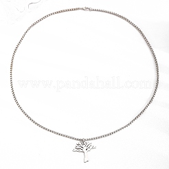 Stainless Steel Tree of Life Pendant Box Chain Necklaces for Women Men&nbsp;PW-WG1B68A-01