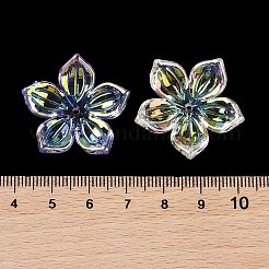 透明なアクリルビーズ  UVカラーメッキ  花  ミックスカラー  28x29x7.5mm  穴：1.4mm&nbsp;MACR-K358-06C