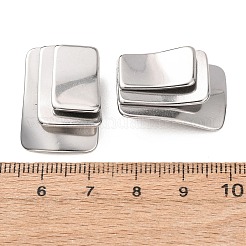 304ステンレスペンダント  重ね合わせた長方形のチャーム  ステンレス鋼色  24x18x7.5mm  穴：3x6.5mm&nbsp;STAS-Z196-02P