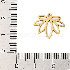 304ステンレスペンダント  レーザー切断  18KGP本金メッキ  葉  15x17.5x1mm  穴：1mm&nbsp;LS-STAS-S123-01G-03