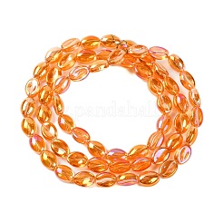 電気メッキガラスビーズセット  虹メッキ  コー​​ヒー豆  オレンジ  10.5~11x8x5mm  穴：1mm  約60個/連  25.20''（64センチメートル）&nbsp;EGLA-B005-01A-FR01