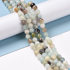 天然フラワーアマゾナイトビーズ連売り  ファセット（128ファセット）  ラウンド  6mm  穴：1mm  約64個/連  14.96''（38センチメートル）&nbsp;G-E571-26A