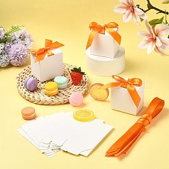 厚紙製キャンディギフトボックス  ポリエステルリボン付き  長方形  ダークオレンジ  7x5x7cm&nbsp;CON-FZC0002-003A-1