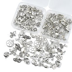 45個15スタイルチベットスタイルアロイビーズ  混合図形  アンティークシルバー  5~12.5x6~16x3~9mm  穴：1~6.3mm  3個/スタイル&nbsp;FIND-YW0006-27