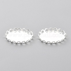 304ステンレススチールカボションセッティング  レースエッジベゼルカップ  オーバル  銀  19x14x3mmトレイ：18mmx13mm&nbsp;STAS-Y001-10S