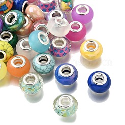 40Pcs 4 Styles AB Color Opaque Resin Imitation Porcelain European Large Hole Rondelle Beads&nbsp;RPDL-FP0001-01