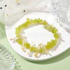 天然翡翠チップビーズストレッチブレスレット  女性用天然染色クォーツクリスタルポイントストレッチブレスレット  内径：2インチ（5.1cm）&nbsp;BJEW-TA00494-02