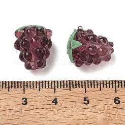 手作りランプワークビーズ  ブドウ  淡いバイオレットレッド  14x12mm  穴：1.5mm&nbsp;LAMP-WH0012-02C