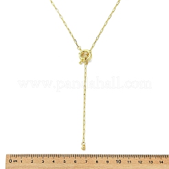 真鍮製の丸いタッセルとペーパークリップチェーンのラリアットネックレス（女性用）  ゴールドカラー  16.34インチ（41.5cm）&nbsp;NJEW-JN06010