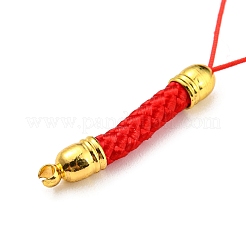 韓国ポリエステル糸ペンダント装飾  ゴールデントーン真鍮パーツ  レッド  73mm  穴：1.6mm&nbsp;FIND-K011-01G-03