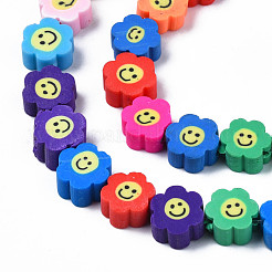 手作り樹脂粘土ビーズ連売り  笑顔の花  ミックスカラー  8~10x8~10x4~5mm  穴：1.2~1.6mm  約38~40個/連  12.99インチ〜15.94インチ（33~40.5cm）&nbsp;CLAY-N006-73