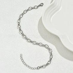 201ステンレススチールオーバルリングリンクチェーンアンクレットレディースメンズ  ステンレス鋼色  8-1/2インチ（215mm）&nbsp;RL5795-2