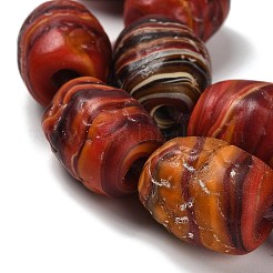 手作りランプワークビーズ連売り  オーバル  レッド  17~17.5x13~14mm  穴：3~4mm  約10個/連  6.69インチ（17cm）&nbsp;LAMP-C016-01A