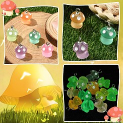 6Pcs Luminous Resin Mushroom Charms&nbsp;CRES-YW0002-47