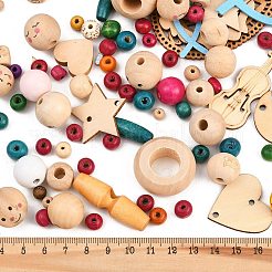 福袋  塗装された天然木ビーズを含む  ミックスカラー  4~30mm&nbsp;DIY-LUCKYBAY-91