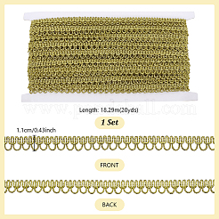 ポリエステル ムカデ編み ウェーブリボン  ジャカードリボン  チロリアンリボン  服飾材料  ゴールド  3/8インチ（11mm）  約20.00ヤード（18.29m）/セット&nbsp;OCOR-WH0082-584
