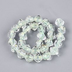 手作りの箔ガラスビーズ連売り  ポリゴン  多面カット  淡緑色  12~15x14~16x14~16mm  穴：0.7~1.4mm  約30個/連  15.35~16.14インチ（39~41cm）&nbsp;FOIL-Q002-06C