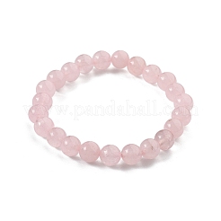 Natural Rose Quartz Bead Stretch Bracelets&nbsp;X-BJEW-K212-B-045