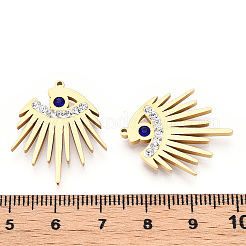 304ステンレスペンダント  手動研磨  ラインストーン付き  目のチャーム  14KGP本金メッキ  25.5x21x2.5mm  穴：1mm&nbsp;STAS-T064-32G