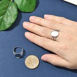 304ステンレススチールカフリング部品  パッドリングセッティング  オーバル  ステンレス鋼色  トレイ：18.5x13.5mm  内径：19mm&nbsp;STAS-Z138-02P-01