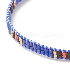 女性のための手作りの日本の種子ベイデッドビーズブレスレット  ブルー  7-3/8インチ（18.8cm）&nbsp;BJEW-MZ00019-02