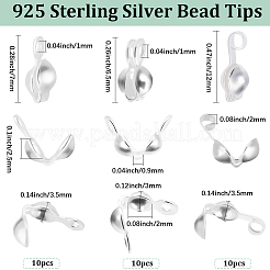 30Pcs 3 Styles 925 Sterling Silver Bead Tips&nbsp;STER-BBC0007-69