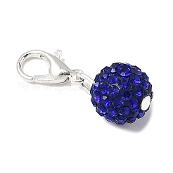 8Pcs Round Polymer Clay Pave Rhinestone Pendant Decorations&nbsp;HJEW-JM04103-01