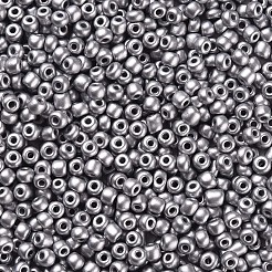 焼付塗装ガラスシードビーズ  銀  6/0  4~5x3~4mm  穴：1~2mm  約4500個/袋&nbsp;SEED-S003-K29
