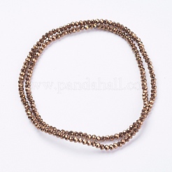 電気メッキガラスビーズセット  フルメッキ  多面カット  ロンデル  黄金メッキ  3x2mm  穴：0.8mm  約135~140個/連  11.81~13.38インチ（30~34cm）&nbsp;GLAA-F076-FP03