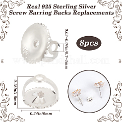 スターリングシルバーのイヤリングナット8個925個  銀  6x4.5mm  穴：0.7~1mm&nbsp;STER-BBC0007-46