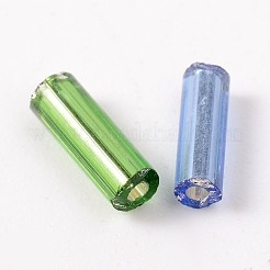 ガラス竹ビーズ  銀並ぶ  ミックスカラー  6~8x1.8mm  穴：0.6mm  10000個/ポンド&nbsp;TSDB6MM-M1