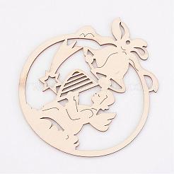 未染色の木製ペンダント  クリスマス鐘  アンティークホワイト  103x93.5x3mm  穴：3mm&nbsp;WOOD-K005-21