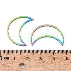 イオンプレーティング（IP）304ステンレス鋼リンクリング  ジュエリー作りのための  ムーン  虹色  25x17.5x0.8mm  内径：23x8.5mm&nbsp;STAS-TAC0002-17-03M