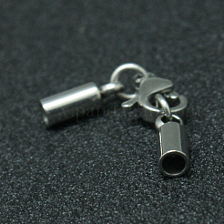 変色しにくい304ステンレススチールチューブコードエンド  カニカン付き  ステンレス鋼色  29~30mm  穴：2mm&nbsp;STAS-I045-49