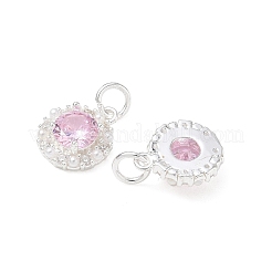 Brass Micro Pave Pink Cubic Zirconia Charms&nbsp;CU-CBA746B-03A-S