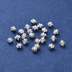 長持ちメッキ合金ビーズ  花  銀  4x4x4mm  穴：1.4mm&nbsp;PALLOY-A006-25S